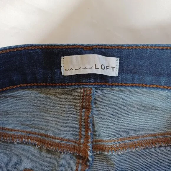 Loft Womens Skinny Jeans Dark Wash Highrise Ankle Length Stretch Size 32 Size 14 - Picture 9 of 14